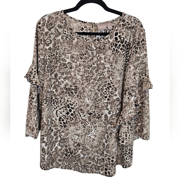 Chico's Size 3 Leopard Print Long Sleeve Blouse - Picture 1 of 11